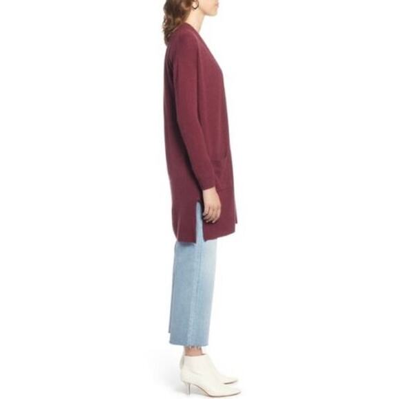Halogen Rib Knit Wool & Cashmere Cardigan In Red Tannin Size XS NWT - Picture 3 of 10